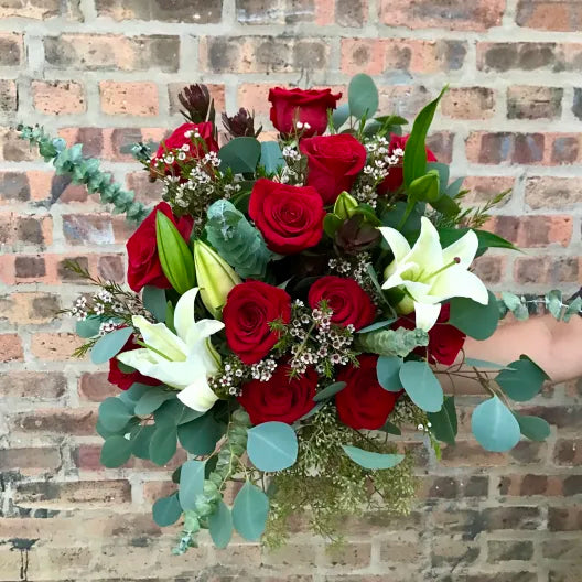 Dozen Roses with Lillies (You choose color)